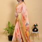 Rajwada Peach Cotton Printed Saree For Women
