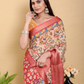 Rajwada Beige Cotton Printed Saree For Women