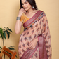 Rajwada Peach Cotton Printed Saree For Women