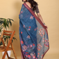 Rajwada Dark Blue And Brown Cotton Printed Saree For Women