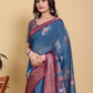 Rajwada Dark Blue And Brown Cotton Printed Saree For Women