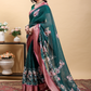 Rajwada Teal Green Cotton Printed Saree For Women