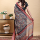 Rajwada Grey And Red Cotton Printed Saree For Women
