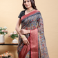 Rajwada Grey And Red Cotton Printed Saree For Women