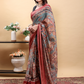 Rajwada Grey Cotton Printed Saree For Women