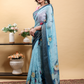 Rajwada Sky Blue Cotton Printed Saree For Women