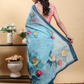 Rajwada Sky Blue Cotton Printed Saree For Women