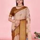 Rajwada Beige And Gold Cotton Printed Saree For Women