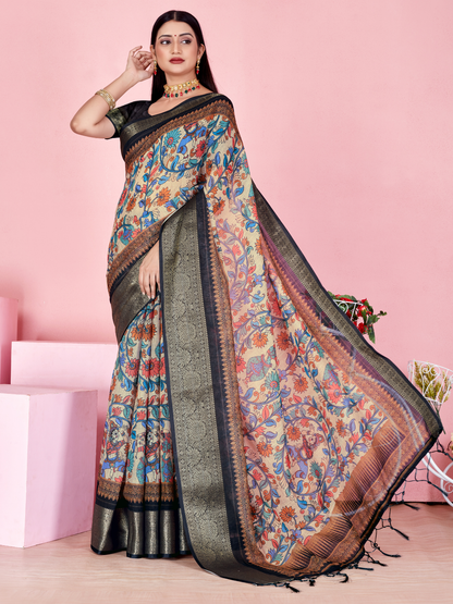 Rajwada Multicolor Cotton Printed Saree For Women