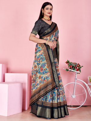 Rajwada Multicolor Cotton Printed Saree For Women