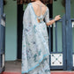 Rajwada Light Grey Cotton Linen Printed Saree For Women