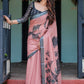 Rajwada Dusty Pink Cotton Linen Printed Saree For Women