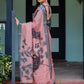 Rajwada Dusty Pink Cotton Linen Printed Saree For Women