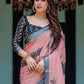 Rajwada Dusty Pink Cotton Linen Printed Saree For Women