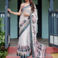 Rajwada Off White Cotton Linen Printed Saree For Women