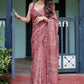 Rajwada Dusty Mauve Cotton Linen Printed Saree For Women