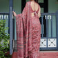 Rajwada Dusty Mauve Cotton Linen Printed Saree For Women