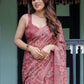 Rajwada Dusty Mauve Cotton Linen Printed Saree For Women