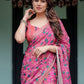 Rajwada Pink Cotton Linen Printed Saree For Women
