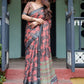 Rajwada Black And Red Cotton Linen Printed Saree For Women