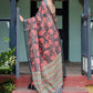 Rajwada Black And Red Cotton Linen Printed Saree For Women