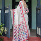 Rajwada White Cotton Linen Printed Saree For Women