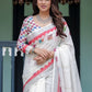 Rajwada White Cotton Linen Printed Saree For Women