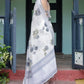 Rajwada White Cotton Linen Printed Saree For Women