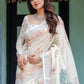 Rajwada White Cotton Linen Printed Saree For Women