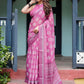 Rajwada Pink Cotton Linen Printed Saree For Women
