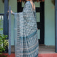 Rajwada Teal Blue Cotton Linen Printed Saree For Women