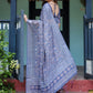 Rajwada Blue Cotton Linen Printed Saree For Women