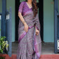Rajwada Light Purple And Black Cotton Linen Printed Saree For Women