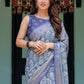 Rajwada Light Blue Cotton Linen Printed Saree For Women