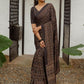 Rajwada Dark Brown Cotton Linen Printed Saree For Women