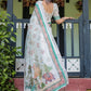Rajwada White Cotton Linen Printed Saree For Women
