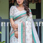 Rajwada White Cotton Linen Printed Saree For Women