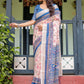Rajwada Cream Cotton Linen Printed Saree For Women