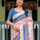 Rajwada Cream Cotton Linen Printed Saree For Women