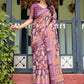 Rajwada Wine Cotton Linen Printed Saree For Women