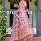 Rajwada Wine Cotton Linen Printed Saree For Women