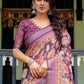 Rajwada Wine Cotton Linen Printed Saree For Women