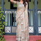Rajwada Beige Cotton Linen Printed Saree For Women