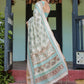 Rajwada Off White Cotton Linen Printed Saree For Women