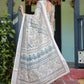 Rajwada Off White Cotton Linen Printed Saree For Women