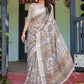 Rajwada Off White Cotton Linen Printed Saree For Women