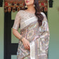 Rajwada Off White Cotton Linen Printed Saree For Women