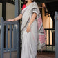 Rajwada White And Black Cotton Linen Printed Saree For Women