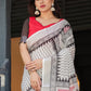 Rajwada White And Black Cotton Linen Printed Saree For Women