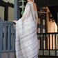 Rajwada White Cotton Linen Printed Saree For Women
